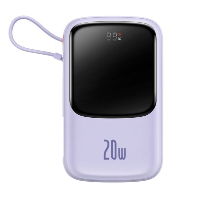 Baseus Qpow Pro Powerbank Lightning kábellel, USB-C, USB, 10000mAh, QC, 20W (lila)