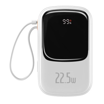 Baseus Qpow PRO Powerbank integrált USB-C kábellel, 20000mAh, 22.5W (fehér)