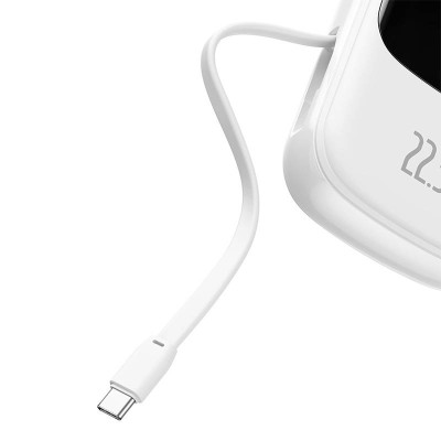 Baseus Qpow PRO Powerbank integrált USB-C kábellel, 20000mAh, 22.5W (fehér)
