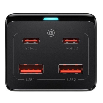 Baseus GaN3 Pro Töltő / elosztó, 2xUSB + 2xUSB-C + AC, 100W (fekete)