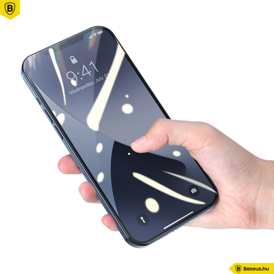 Baseus iPhone 12 Mini 0,25mm kijelzővédő üvegfólia (2db/cs.) - Fekete
