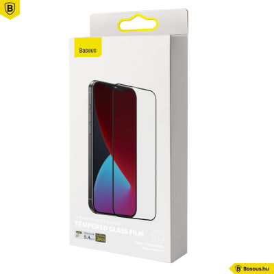 Baseus iPhone 12 Mini 0,25mm kijelzővédő üvegfólia (2db/cs.) - Fekete