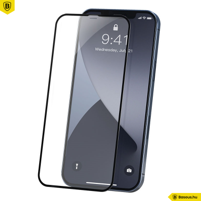 Baseus iPhone 12 Pro Max 0,23mm kijelzővédő üvegfólia (2db/cs.) - Fekete