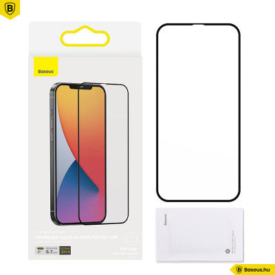 Baseus iPhone 12 Pro Max 0,23mm kijelzővédő üvegfólia (2db/cs.) - Fekete