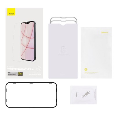 Baseus edzett üveg 0.3mm kijelzővédő üvegfólia iPhone 13 Minihez (2db)