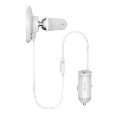 Baseus CW01 Mágneses (MagSafe) autós telefontartó szellőzőrácsra, töltővel, USB-C, 15W + 25W (fehér)