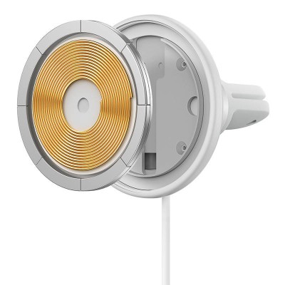 Baseus CW01 Mágneses (MagSafe) autós telefontartó szellőzőrácsra, töltővel, USB-C, 15W + 25W (fehér)