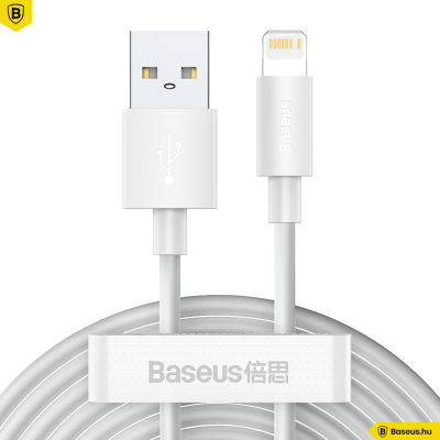 Baseus Simple Wisdom Lightning adat/töltőkábel 2,4A 1,5m (2db/cs.) - Fehér