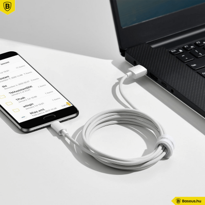 Baseus Simple Wisdom Micro USB adat/töltőkábel 2,1A 1,5m (2db/cs.) - Fehér