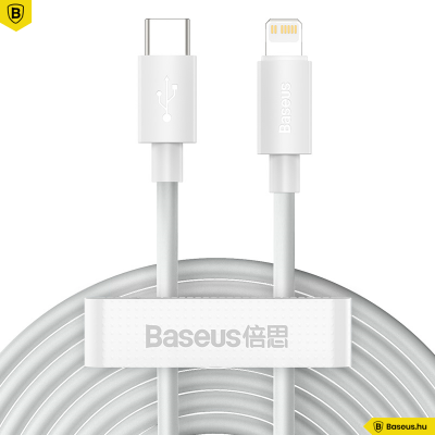 Baseus Simple Wisdom USB-C/Lightning adat/töltőkábel PD 20W 1,5m (2db) - Fehér