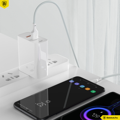 Baseus Simple Wisdom USB-C adat/töltőkábel PD 40W 5A 1,5m (2db) - Fehér