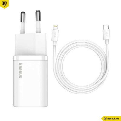 Baseus Super Si hálózati USB-C gyorstöltő 20W USB-C/Lightning kábellel - Fehér