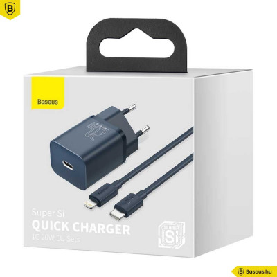 Baseus Super Si hálózati USB-C gyorstöltő 20W USB-C/Lightning kábellel - Kék