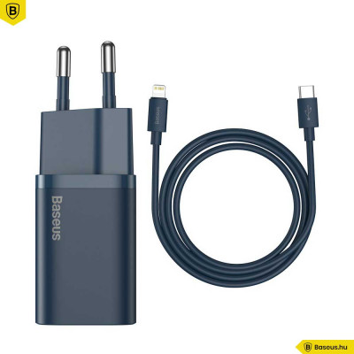 Baseus Super Si hálózati USB-C gyorstöltő 20W USB-C/Lightning kábellel - Kék