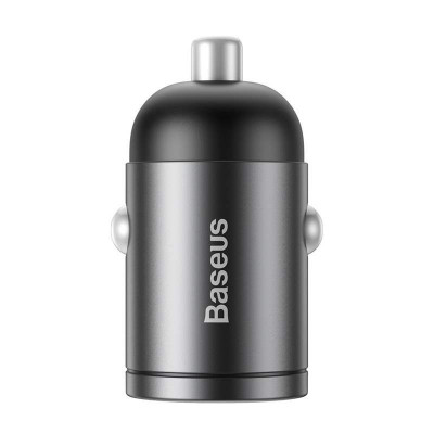 Baseus Tiny Star mini autós töltő, USB, QC 3.0, 30 W, szürke