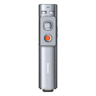 Baseus Orange Dot multifunkcionális távirányító prezentációkhoz, lézermutatóval, újratölthető, szürke