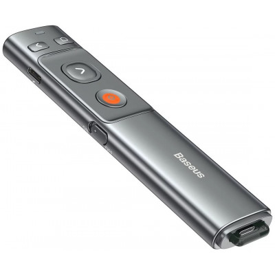 Baseus Orange Dot multifunkcionális távirányító prezentációkhoz, lézermutatóval, újratölthető, szürke