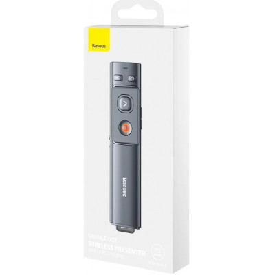 Baseus Orange Dot multifunkcionális távirányító prezentációkhoz, lézermutatóval, újratölthető, szürke