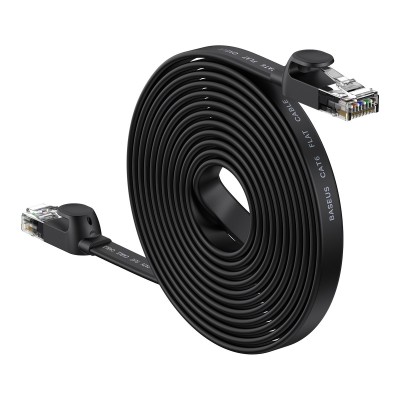 Baseus Speed Six RJ45 lapos internetkábel, 1 Gbps, 15 m, fekete 