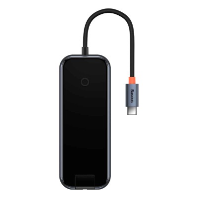 Baseus AcmeJoy series Hub 5 az 1-ben USB-C to 2xUSB 3.0 + USB 2.0 + USB-C PD + RJ45 (sötétszürke)