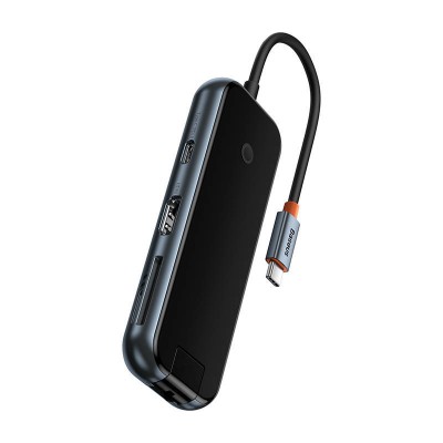 Baseus AcmeJoy 8 az 1-ben Hub USB-C - HDMI + 2xUSB + PD + SD/TF + RJ45 (sötétszürke)