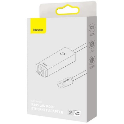 Baseus Lite Series USB-C – RJ45 hálózati adapter, 100Mbps (fehér)