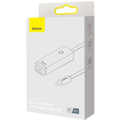 Baseus Lite Series USB-C–RJ45 hálózati adapter, 100 Mbps (szürke)