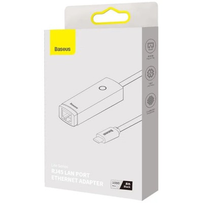 Baseus Lite Series USB-C – RJ45 hálózati adapter (fekete)