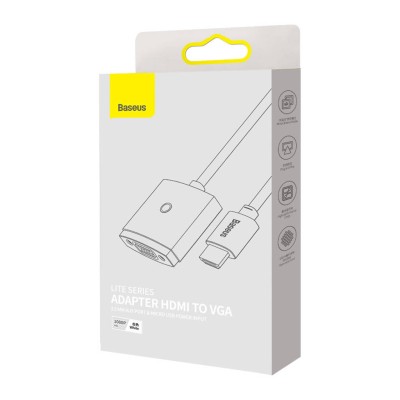 Baseus Lite Series HDMI-VGA adapter + mini jack 3.5mm (fehér)