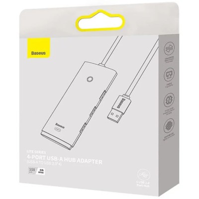 Baseus Lite Sorozat Hub 4 az 1-ben USB - 4x USB 3.0, 1m (fehér)