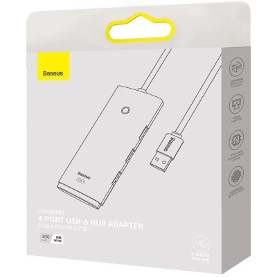 Baseus Lite Sorozat Hub 4 az 1-ben USB - 4x USB 3.0, 2m (fehér)