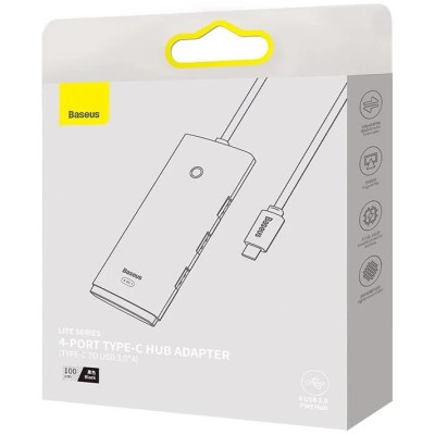 Baseus Lite Sorozat Hub 4 az 1-ben USB-C - 4x USB 3.0 + USB-C, 1m (fekete)