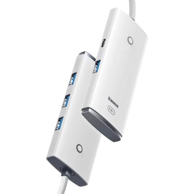 Baseus Lite Sorozat Hub 4 az 1-ben USB-C - 4x USB 3.0 + USB-C, 1m (fehér)