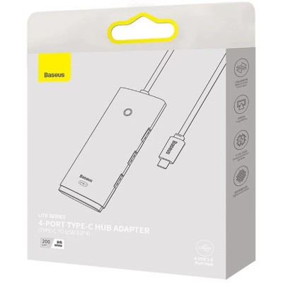 Baseus Lite Sorozat Hub 4 az 1-ben USB-C - 4x USB 3.0 + USB-C, 2m (fehér)