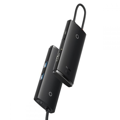 Baseus Lite Sorozat Hub 6 az 1-ben USB-C - 2x USB 3.0 + USB-C PD + HDMI + SD/TF (fekete)