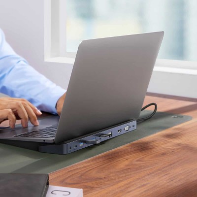 Baseus EliteJoy series Gen2 Hub 11 az 1-ben USB-C - 3xUSB 3.0 + USB 2.0 + USB-C PD + USB-C + RJ45 + HDMI + jack 3.5mm + SD/TF (szürke)