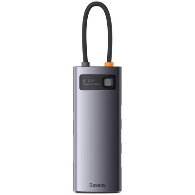 Baseus Metal Gleam Series 6 az 1-ben hub, USB-C - 3x USB 3.0 + USB-C PD +  microSD/SD