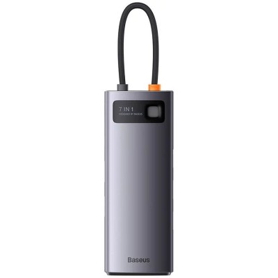 Baseus Metal Gleam Series 7 az 1-ben hub, USB-C - 3x USB 3.0 + 2x HDMI + USB-C PD + Ethernet RJ45