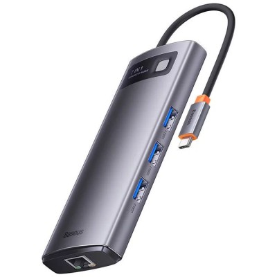 Baseus Metal Gleam Series 7 az 1-ben hub, USB-C - 3x USB 3.0 + 2x HDMI + USB-C PD + Ethernet RJ45