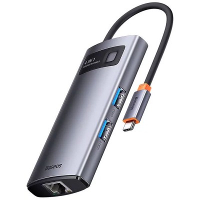 Baseus Metal Gleam Series 4 az 1-ben hub, USB-C - 3x USB 3.0 + Ethernet RJ45