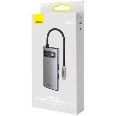 Baseus Metal Gleam Series 4 az 1-ben hub, USB-C - 3x USB 3.0 + Ethernet RJ45
