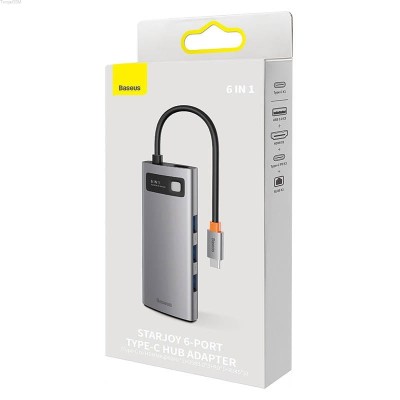 Baseus StarJoy Series Hub 6 az 1-ben USB-C to 3x USB 3.0 + HDMI + USB-C PD + RJ45