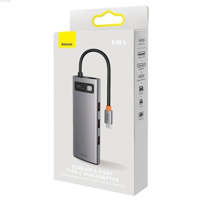 Baseus StarJoy Series Hub 8 az 1-ben  USB-C to 3x USB 3.0 + HDMI + USB-C PD + RJ45 + microSD/SD