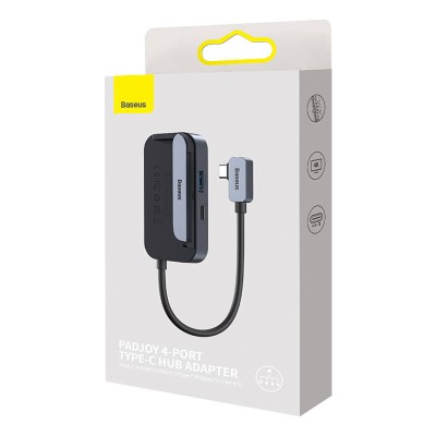 Baseus PadJoy 4 az 1-ben hub, USB-C - USB 3.0 + HDMI + USB-C PD + jack 3.5 mm (szürke)