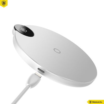 Baseus Digitális Led kijelzős vezeték nélküli wireless gyorstöltő - Fehér