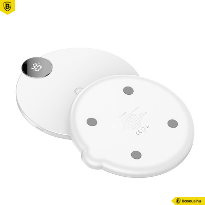 Baseus Digitális Led kijelzős vezeték nélküli wireless gyorstöltő - Fehér