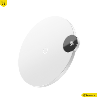 Baseus Digitális Led kijelzős vezeték nélküli wireless gyorstöltő - Fehér