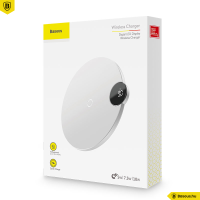 Baseus Digitális Led kijelzős vezeték nélküli wireless gyorstöltő - Fehér