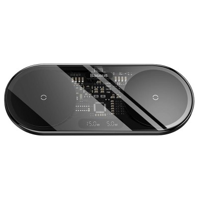Baseus Digital LED Display Kettős Qi vezeték nélküli töltő, 20W