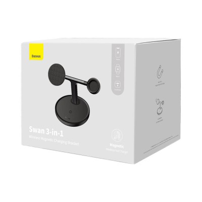 Baseus indukciós töltő 3 az 1-ben 15 W MagSafe állvány (fekete)
